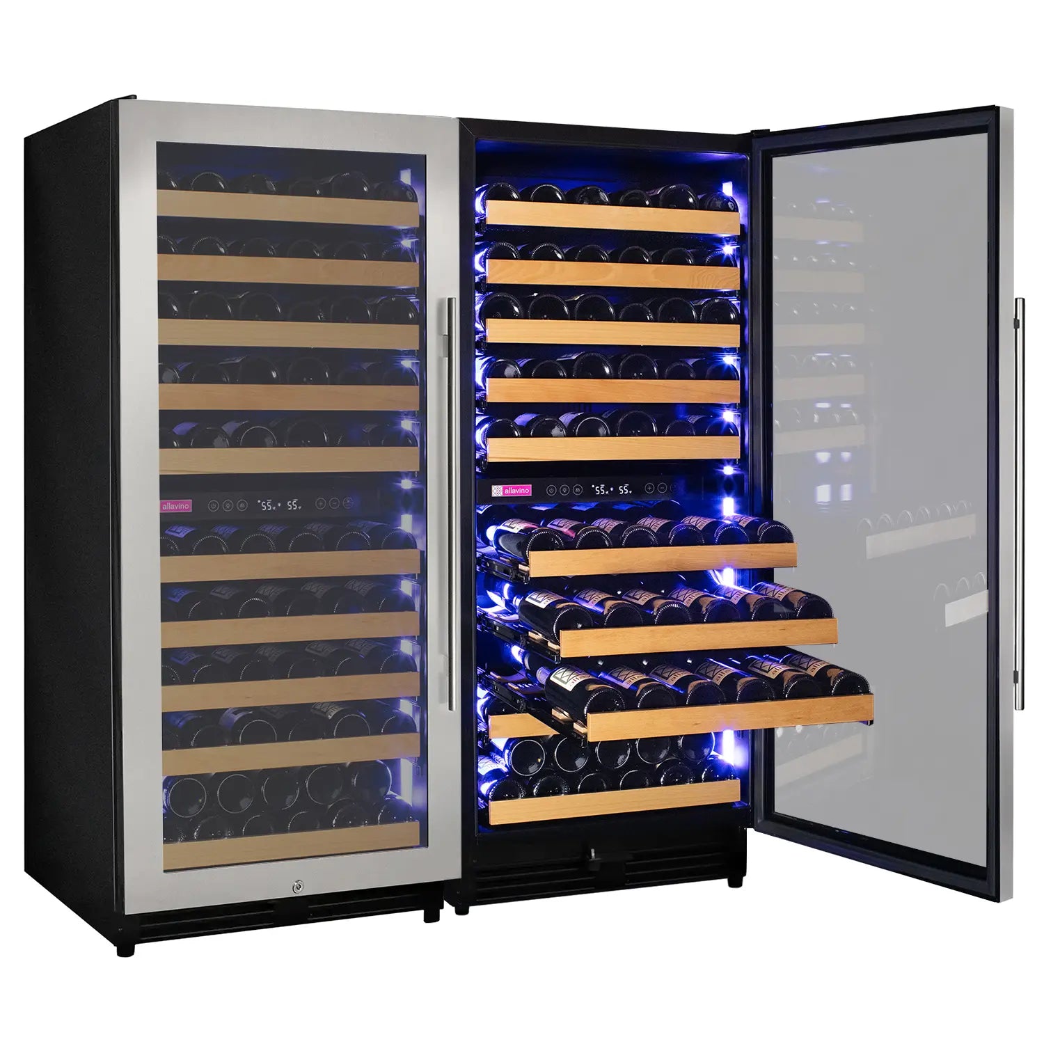 Allavino 238 Bottle 55" Tall Four Zone Side-by-Side Stainless Steel Wine Refrigerator
