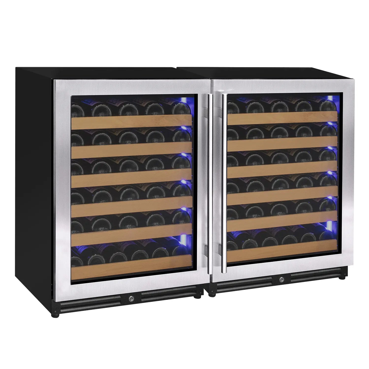Allavino Reserva Series 112 Bottle Dual Zone Built-in Luxury Wine Refrigerator with Stainless Steel Doors - Side-by-Side