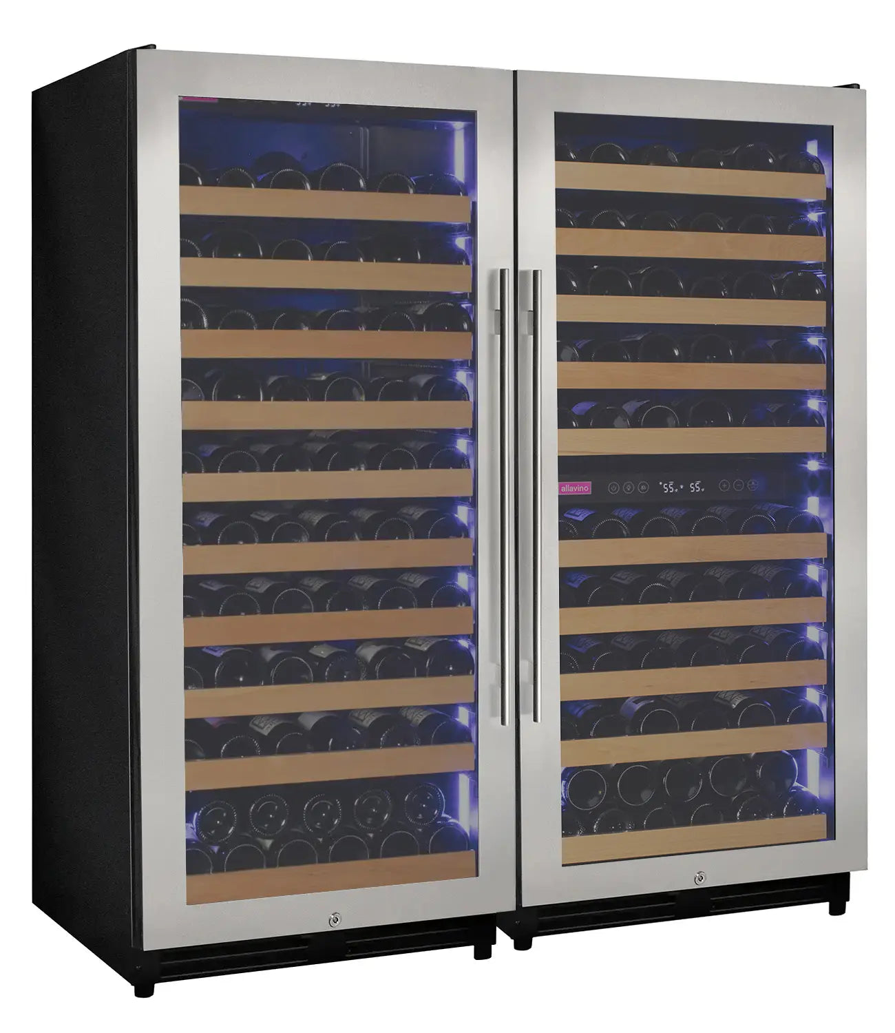 Allavino 238 Bottle 55" Tall Three Zone Side-by-Side Stainless Steel Wine Refrigerator