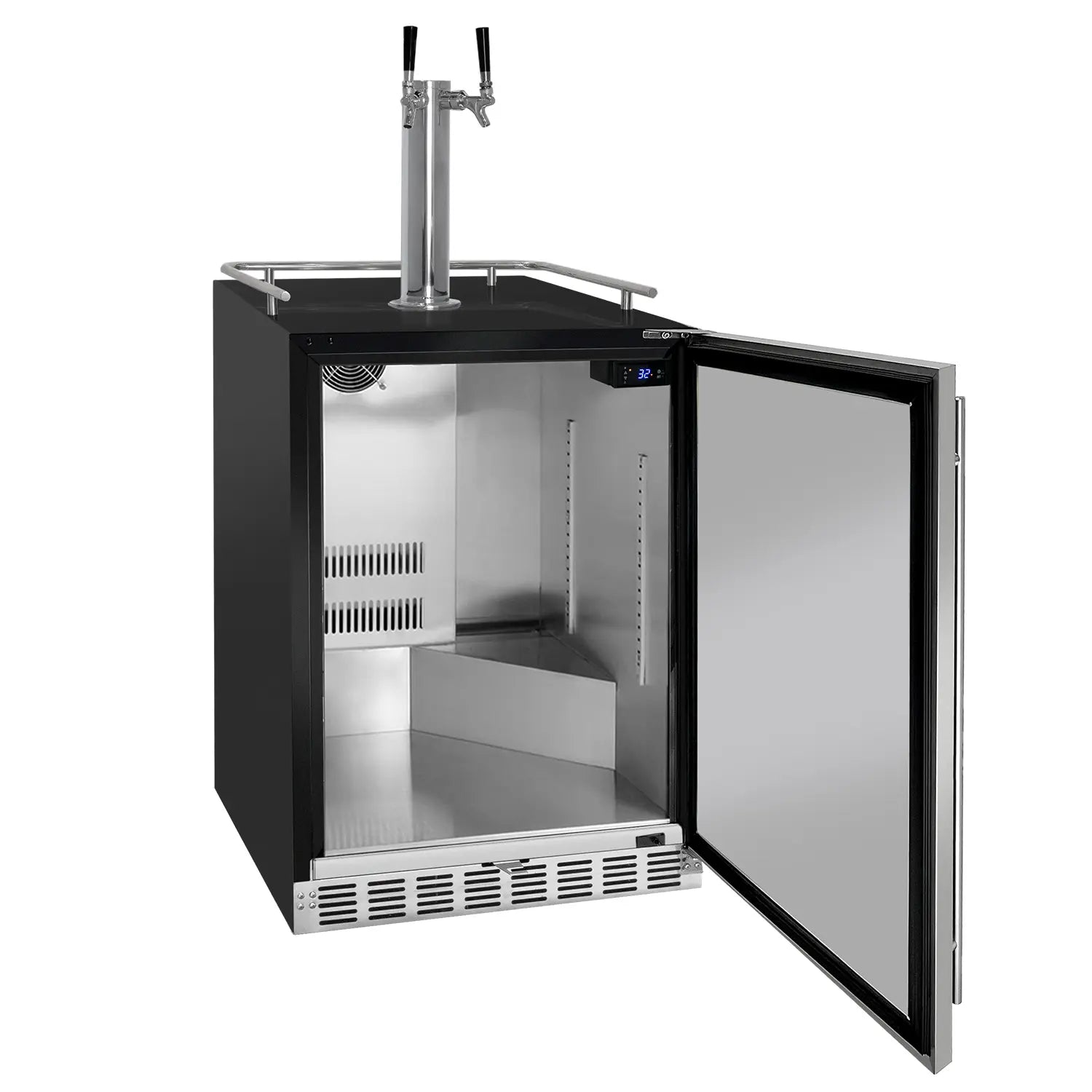 Kegco 24" Wide Dual Tap Stainless Steel Built-In Right Hinge Kegerator with Kit