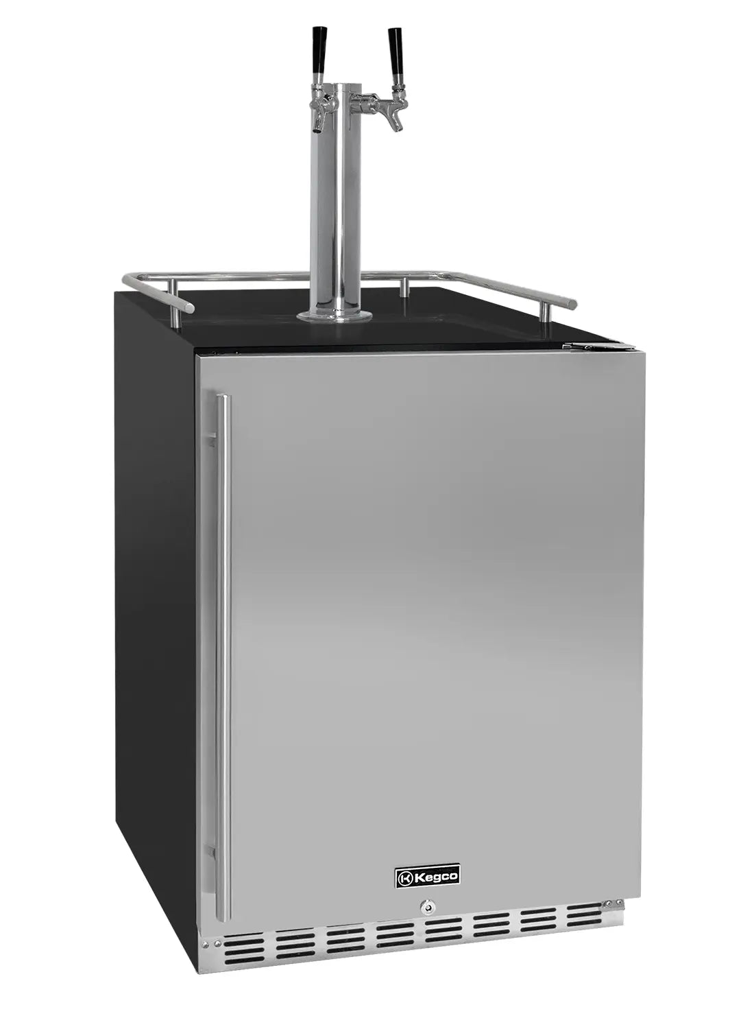 Kegco 24" Wide Dual Tap Stainless Steel Built-In Right Hinge Kegerator with Kit