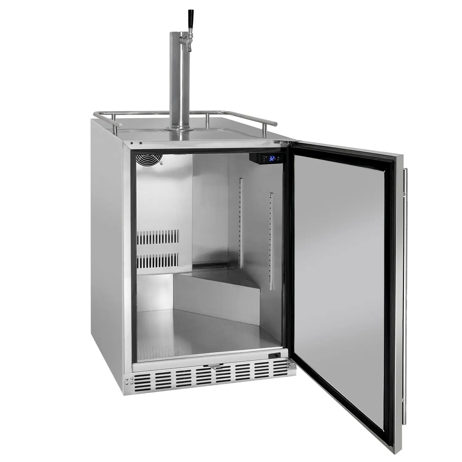 Kegco 24" Wide Outdoor Single Tap All Stainless Steel Built-In Right Hinge Kegerator with Kit