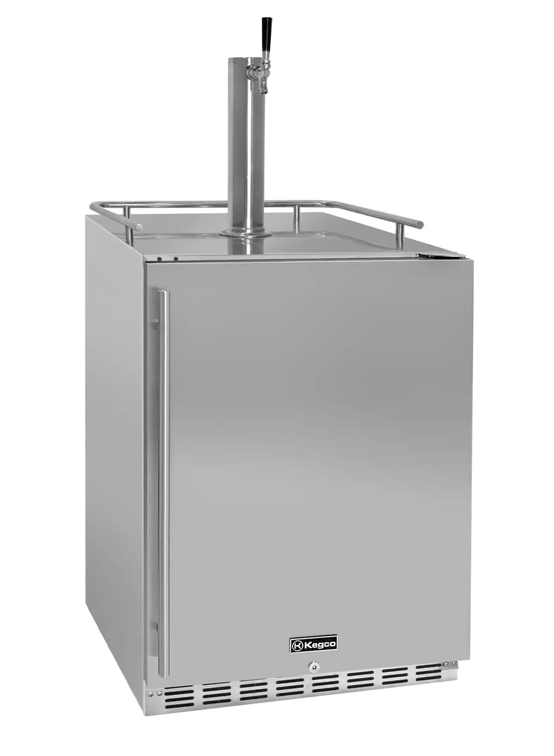 Kegco 24" Wide Outdoor Single Tap All Stainless Steel Built-In Right Hinge Kegerator with Kit
