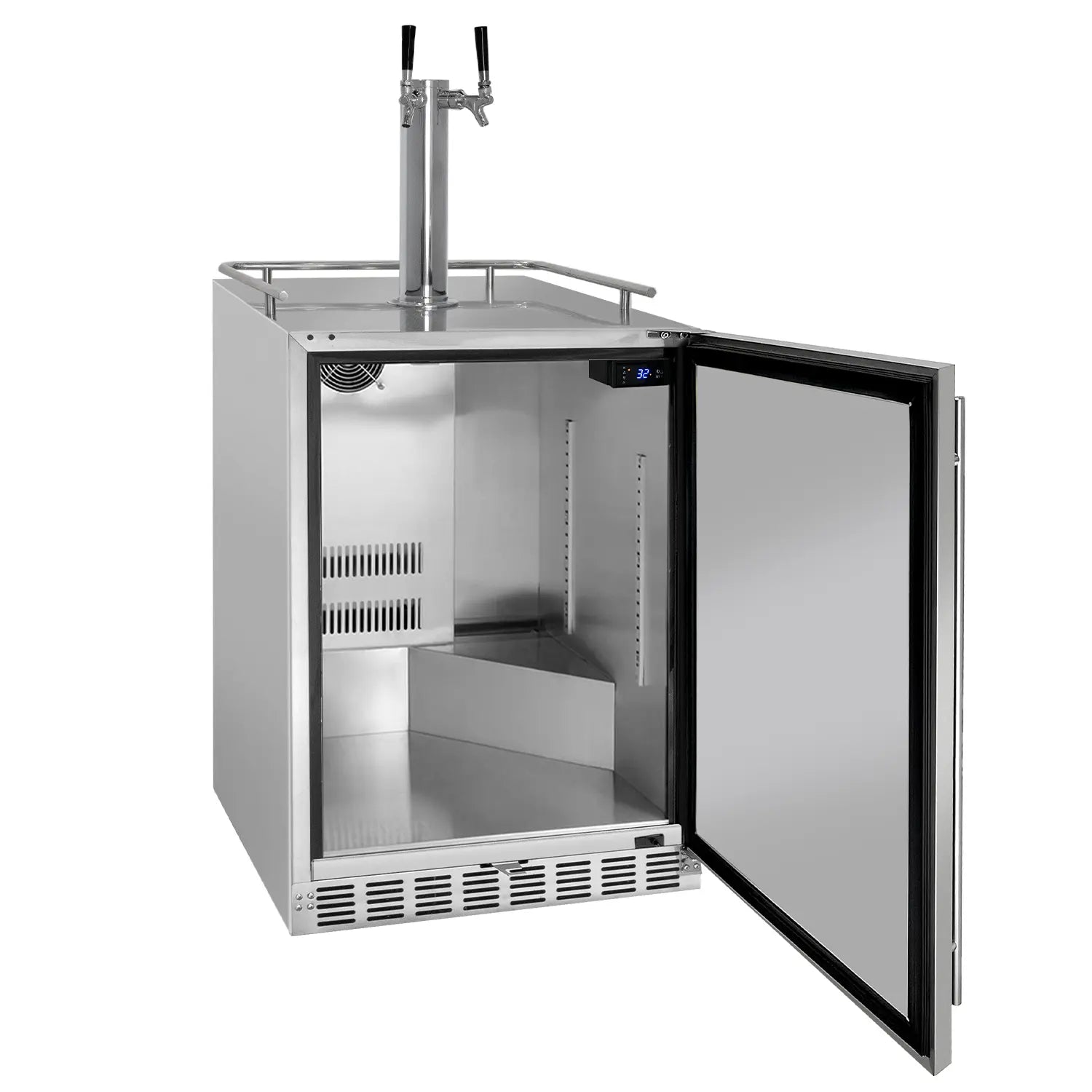 Kegco 24" Wide Outdoor Dual Tap All Stainless Steel Built-In Right Hinge Kegerator with Kit
