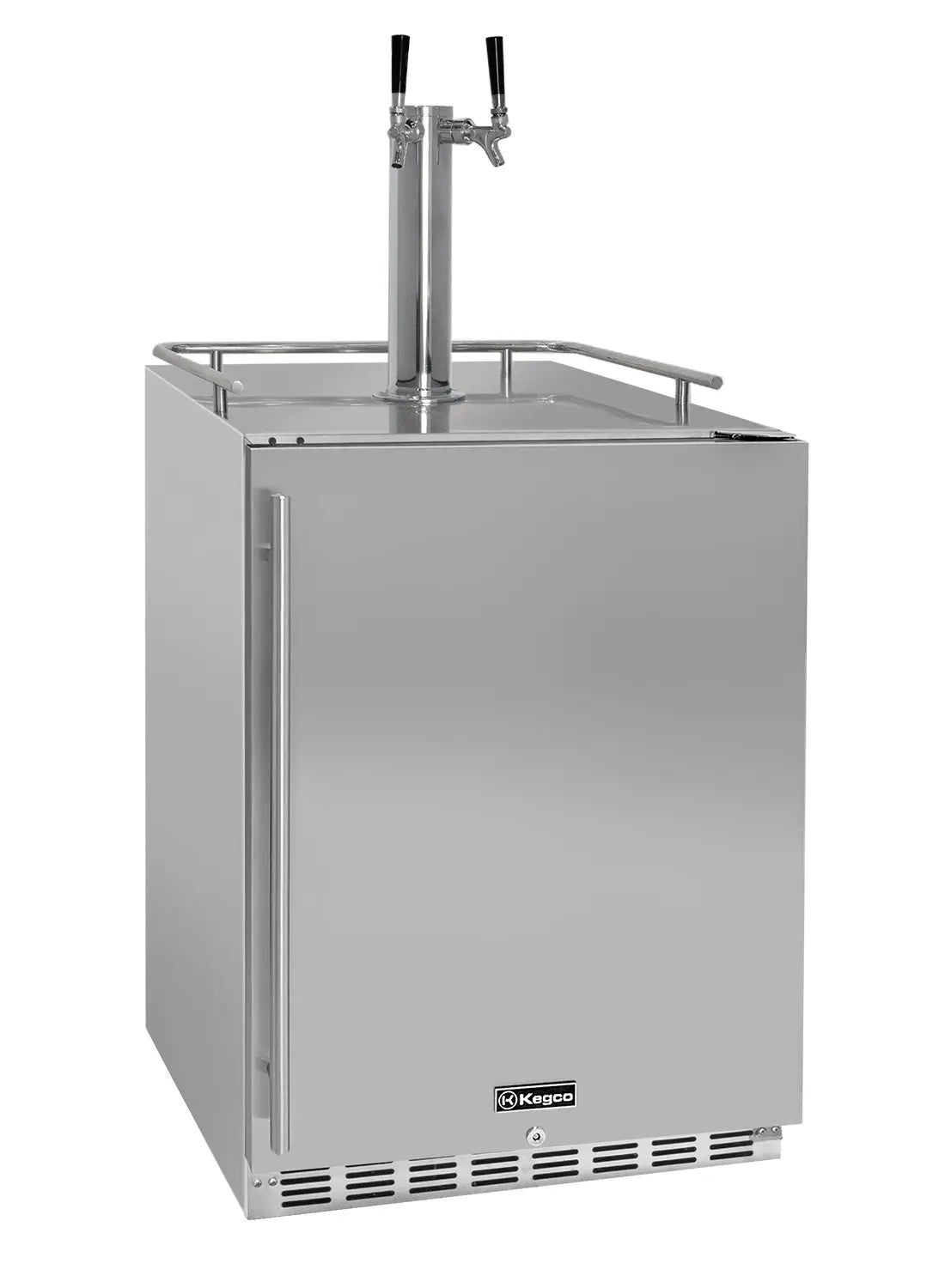Kegco 24" Wide Outdoor Dual Tap All Stainless Steel Built-In Right Hinge Kegerator with Kit