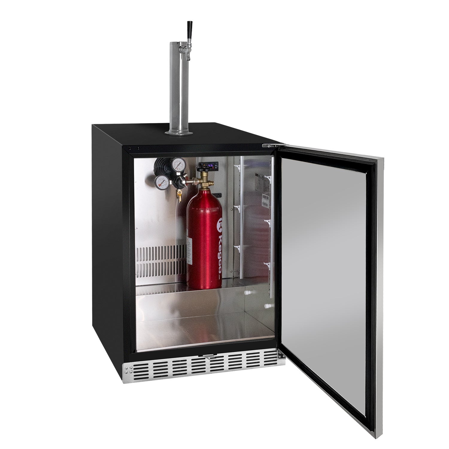 24" Wide Single Tap Stainless Steel Built-In Right Hinge ADA Kegerator with Kit