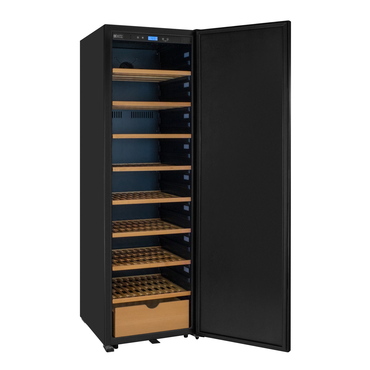 76.5" Tall Single Zone Wine Vault with Solid Black Right Hinge Door