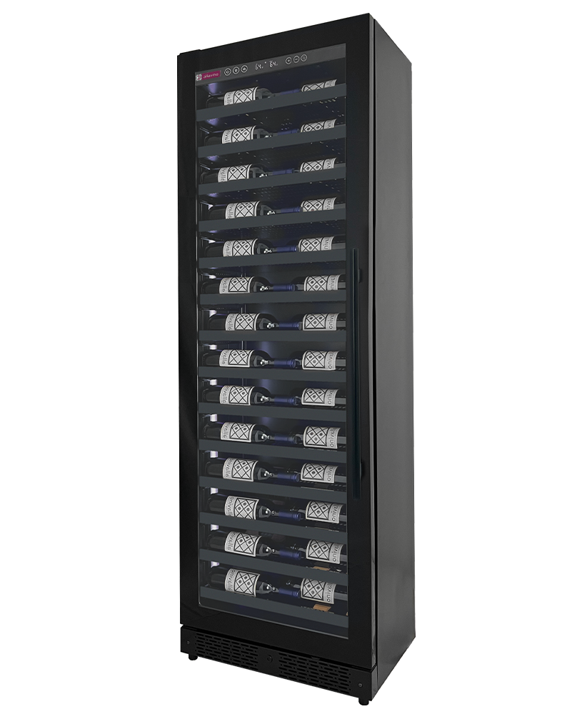 Reserva Series 67 Bottle 71" Tall Single Zone Left Hinge Black Shallow Wine Refrigerator Console