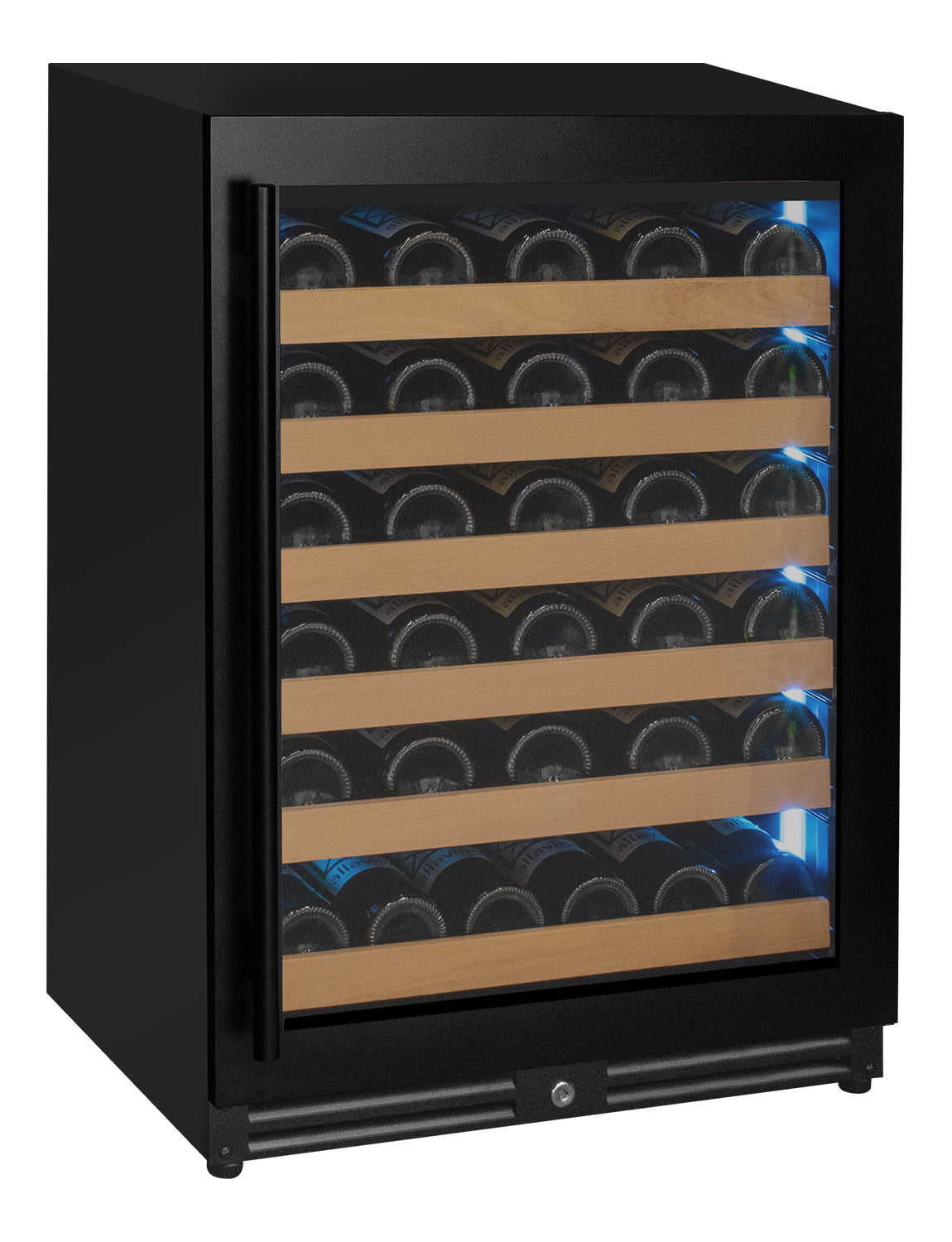 Reserva Series - 56 Bottle Single Zone Built-in Luxury Wine Refrigerator with Black Door - Right Hinge