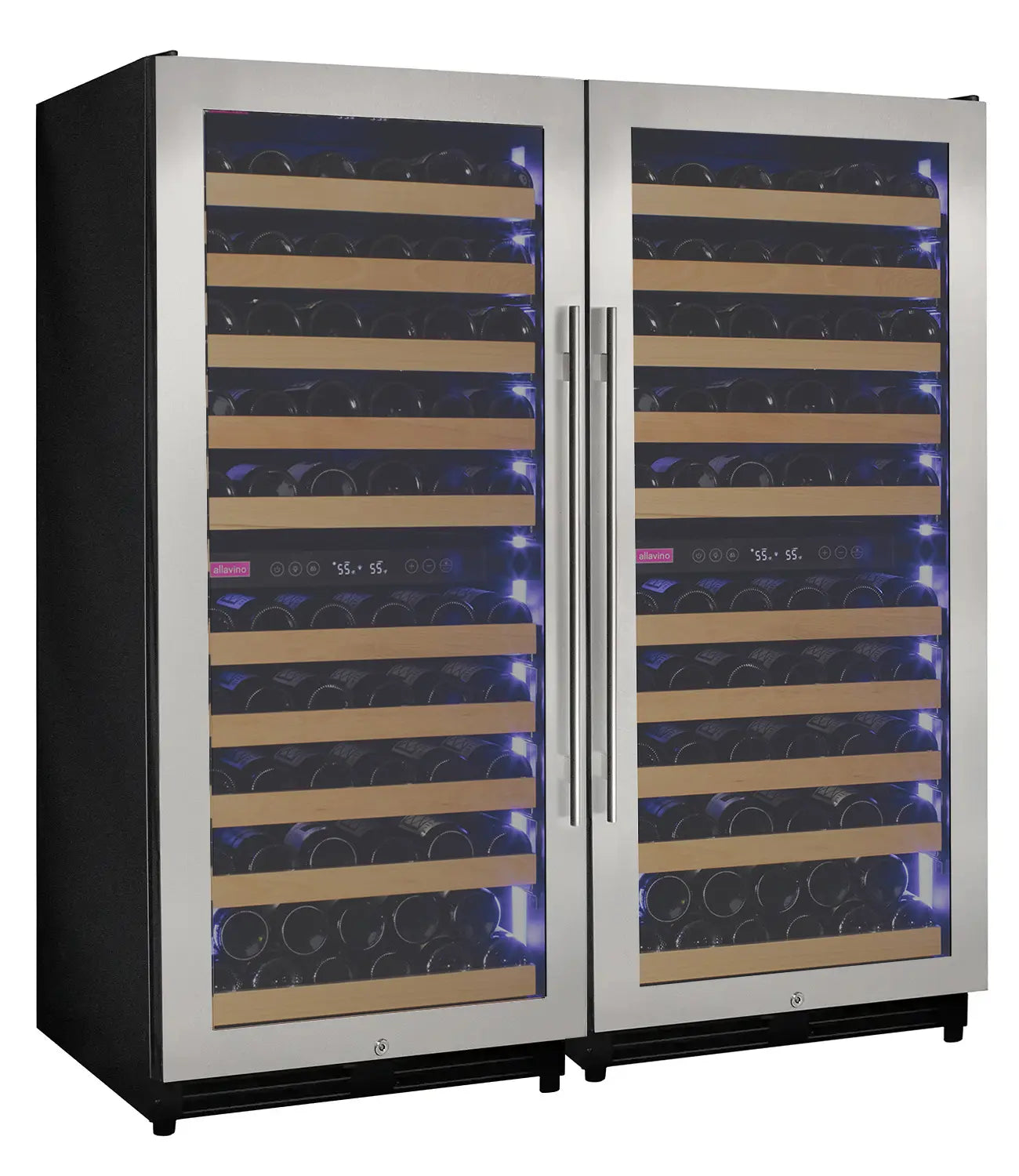 Allavino 238 Bottle 55" Tall Four Zone Side-by-Side Stainless Steel Wine Refrigerator