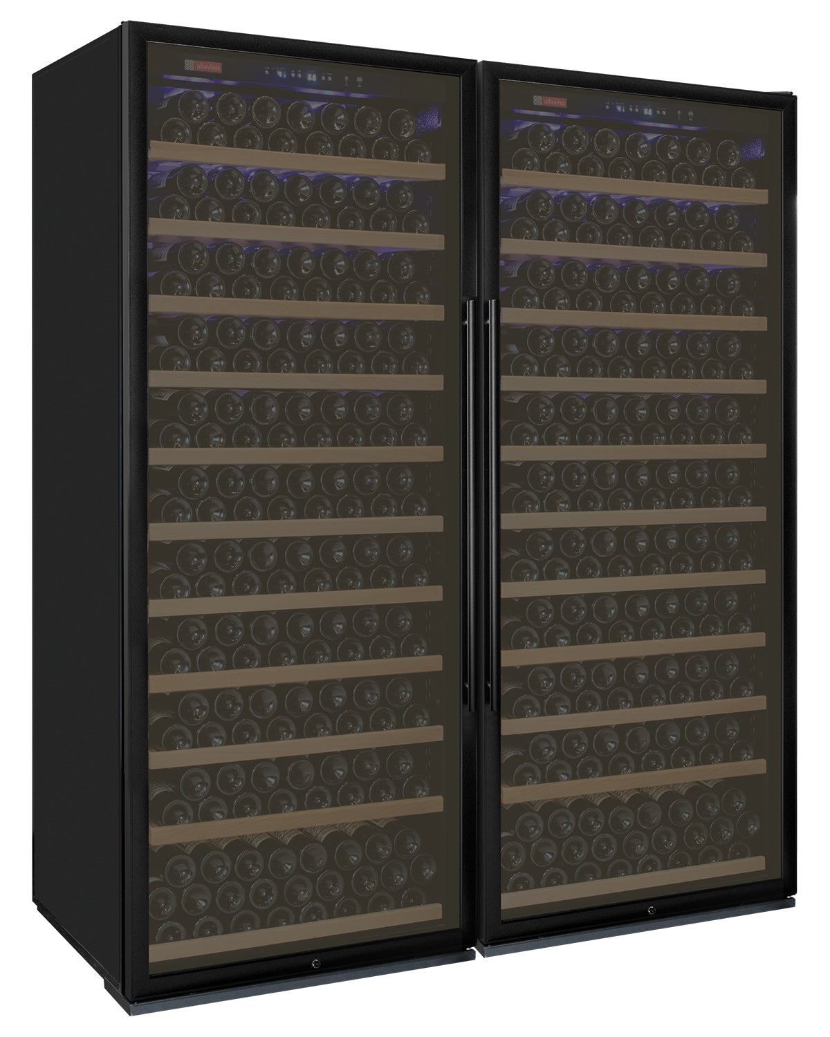 63" Wide Vite II Tru-Vino 554 Bottle Dual Zone Black Side-by-Side Wine Refrigerator