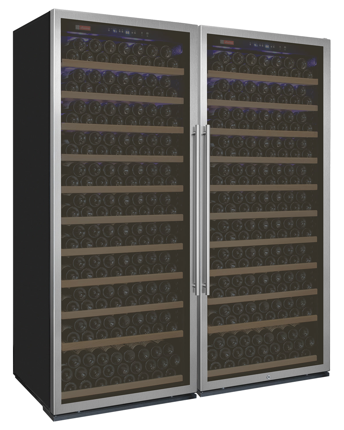 63" Wide Vite II Tru-Vino 554 Bottle Dual Zone Stainless Steel Side-by-Side Wine Refrigerator