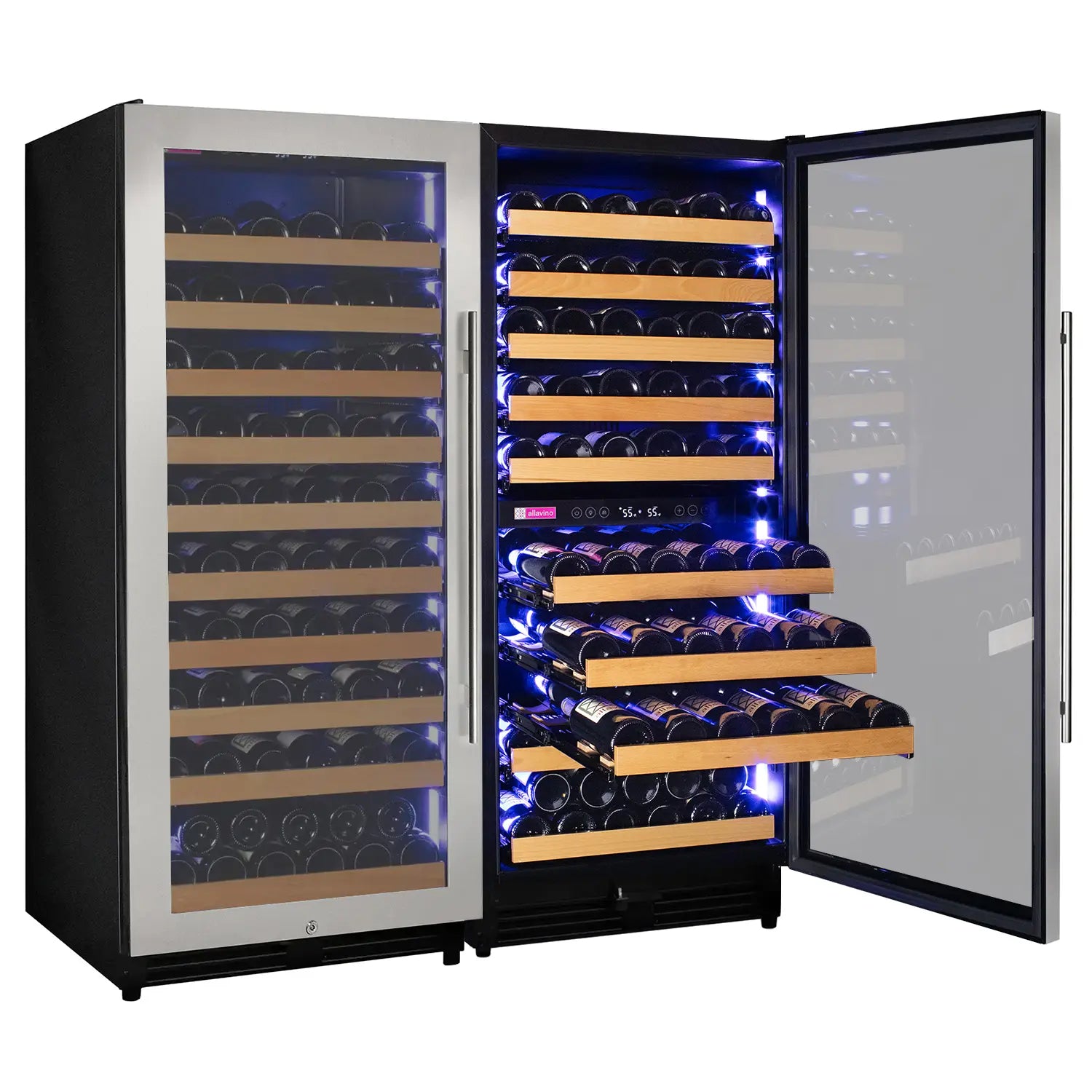 Allavino 238 Bottle 55" Tall Three Zone Side-by-Side Stainless Steel Wine Refrigerator