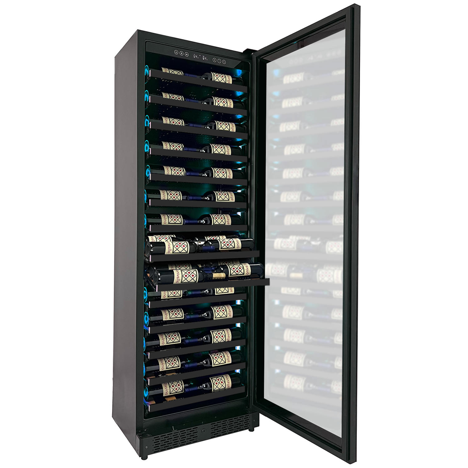 Reserva Series 67 Bottle 71" Tall Single Zone Right Hinge Black Shallow Wine Refrigerator Console